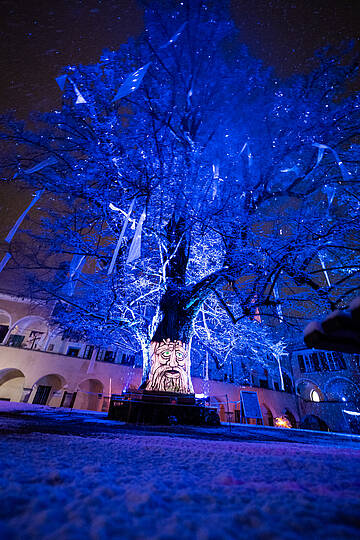 Lichtbaum in Millstatt strahlt in blau © Gert Perauer_MBN Tourismus