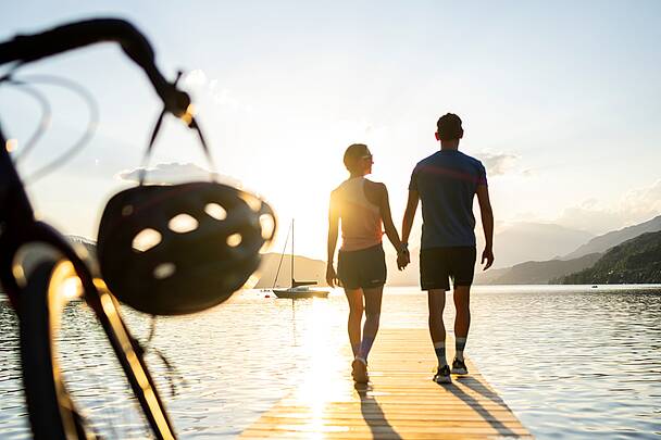 Radfahren am Millstätter See bei Sonnenuntergang © Gert Perauer_MBN Tourismus